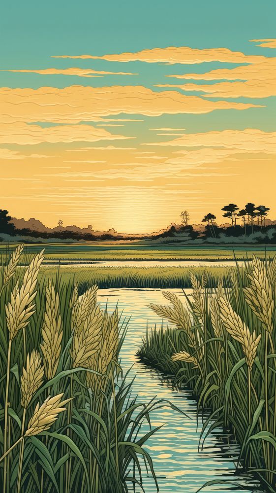 Rice field outdoors horizon nature.