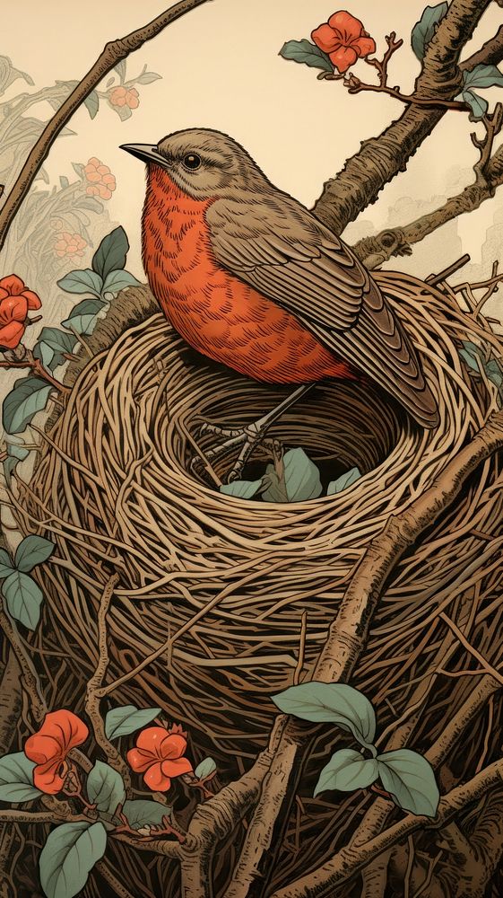Nest animal robin bird.