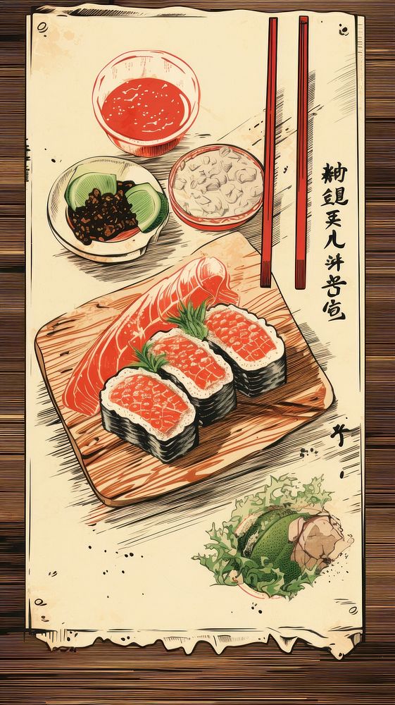 Japanese food chopsticks sushi rice.