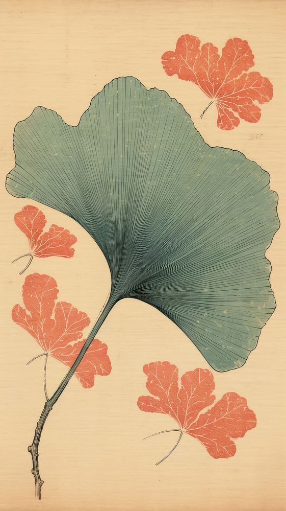 Unique ginkgo leaf plant art pattern.