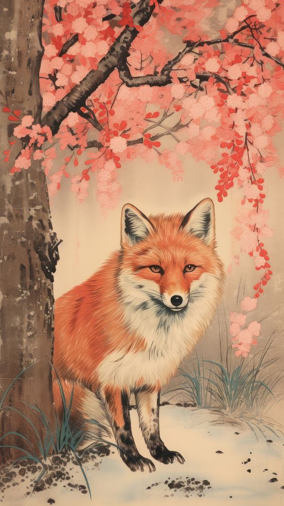 Red fox painting animal mammal.