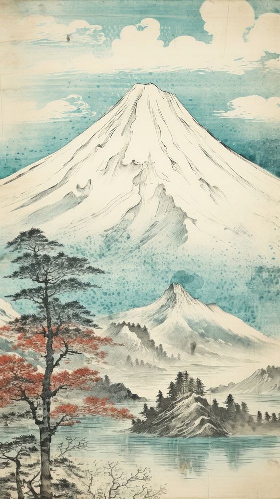 Fuji mountain outdoors painting nature.