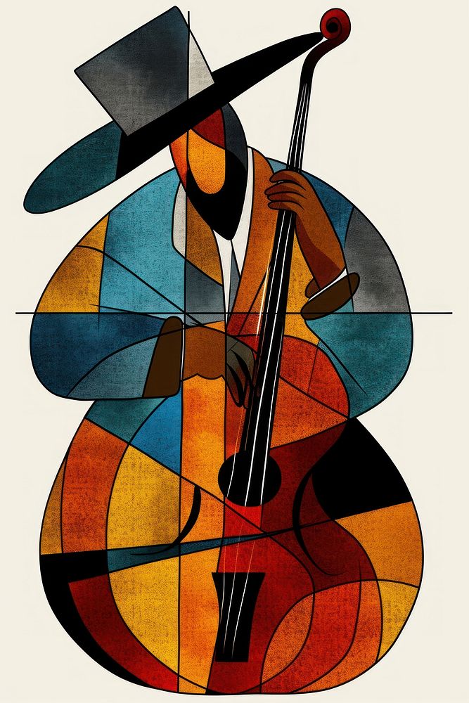 Jazz musician of different playing musical instrument and singing cello art performance.