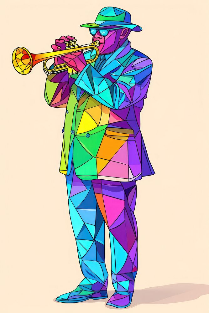 Jazz musician of different playing musical instrument and singing trumpet adult performance.