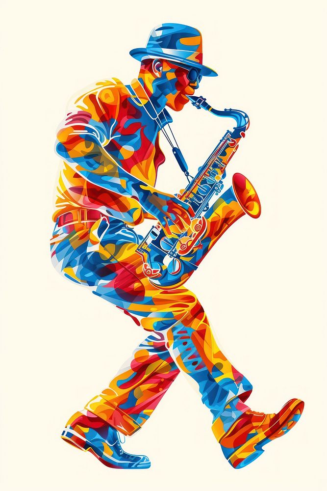 Jazz musician of different playing musical instrument and singing saxophone adult saxophonist.