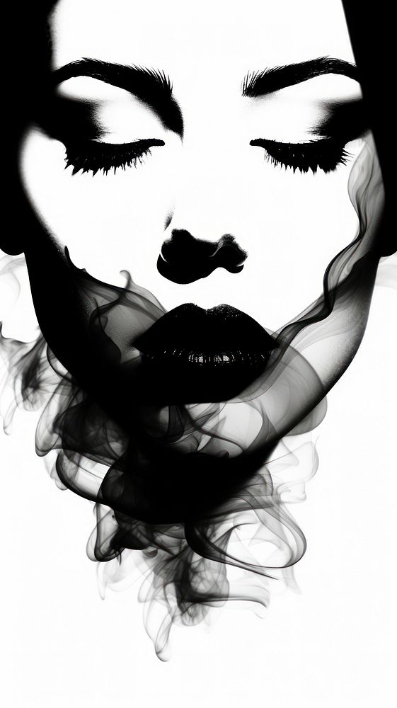 Abstract face liked smoke black white creativity.