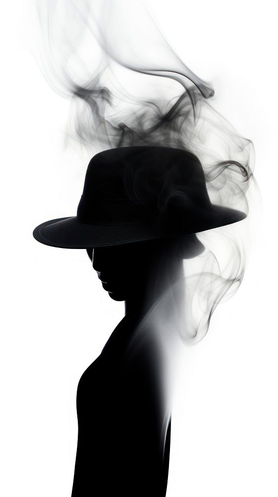Hat liked smoke silhouette abstract black.