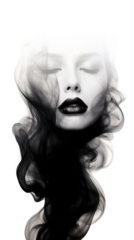 Abstract smoke portrait black white.