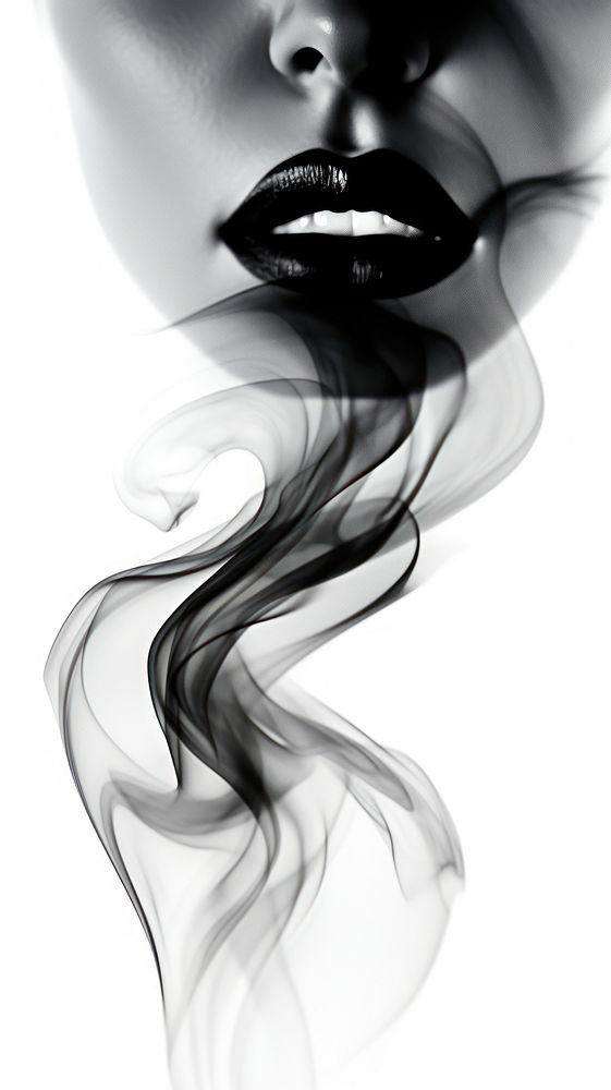 Abstract smoke face structure adult black white.