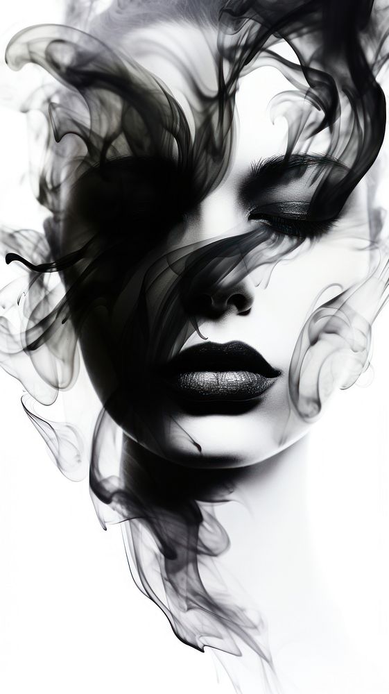 Abstract smoke face structure drawing sketch adult.