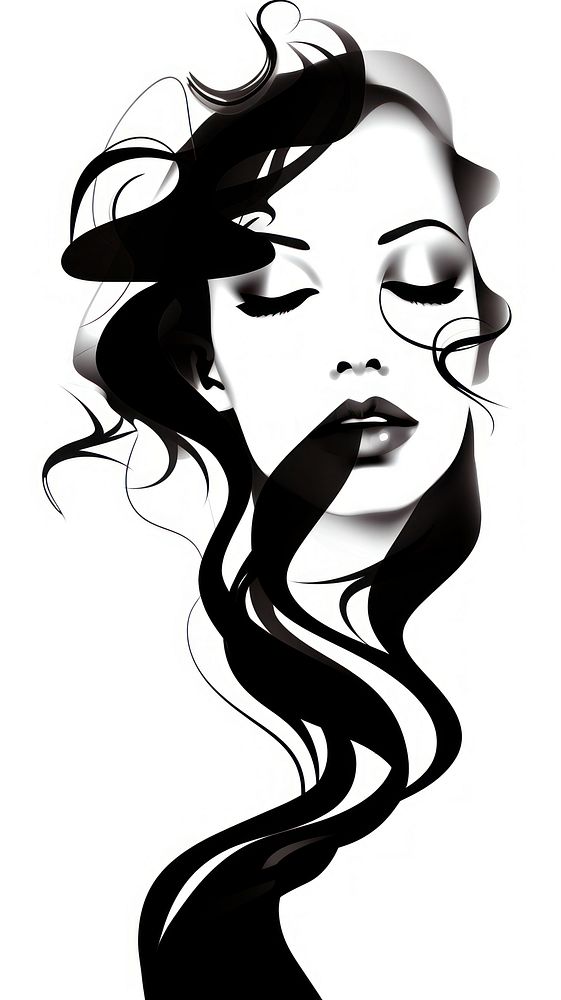 Abstract smoke face shaped adult black white.