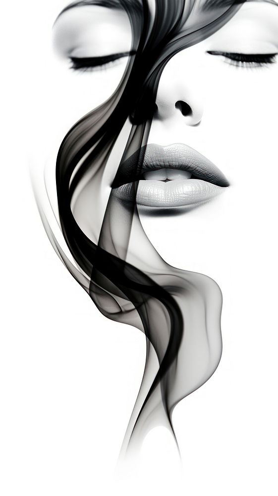 Abstract smoke face shaped drawing sketch adult.