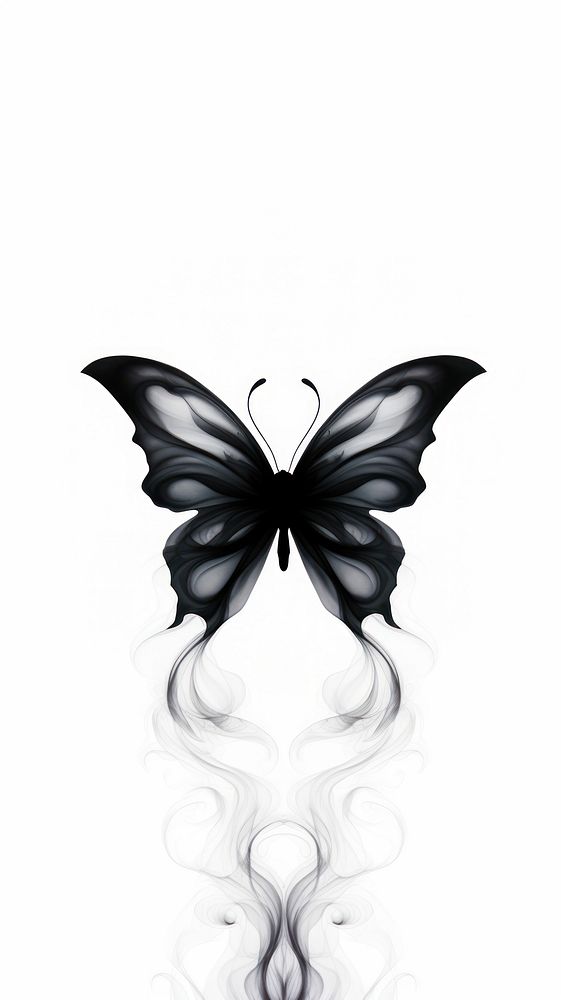 Abstract smoke butterfly black white.
