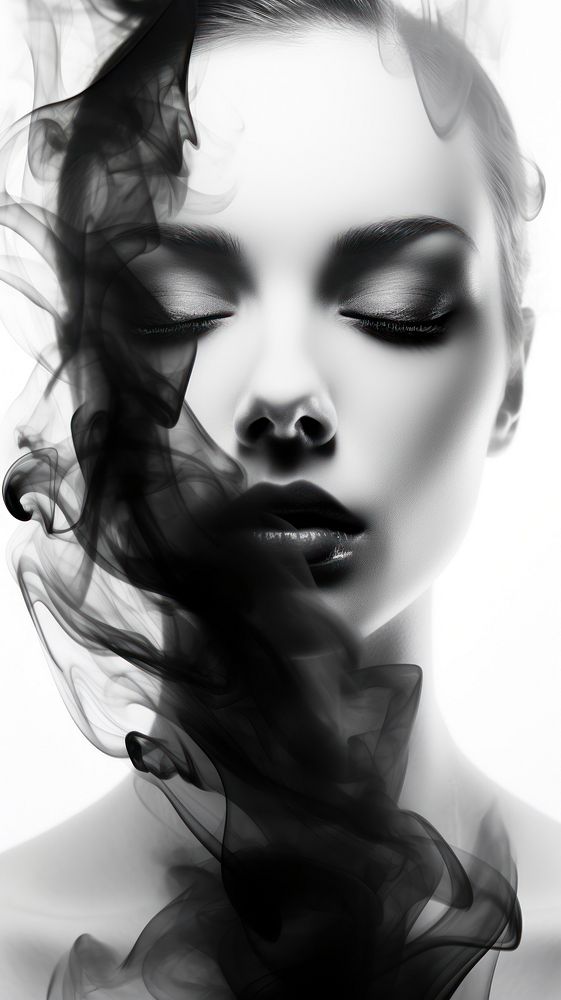 Abstract smoke portrait adult black.