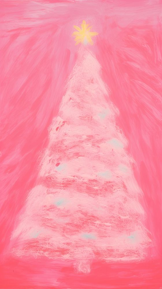 Christmas tree pink and red painting backgrounds art.