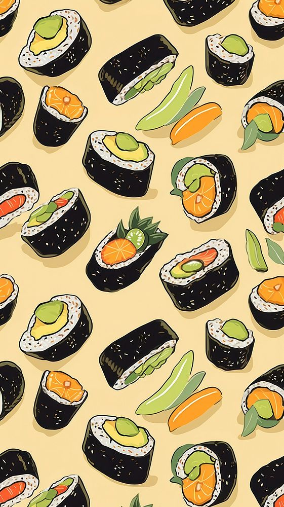 Gimbap pattern sushi food.