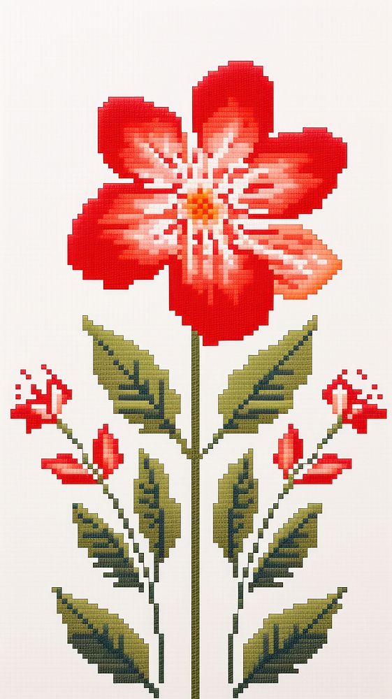 Cross stitch flower embroidery pattern nature.