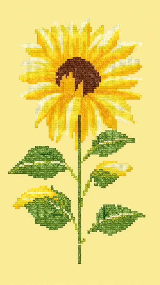 Cross stitch sunflower nature plant inflorescence.