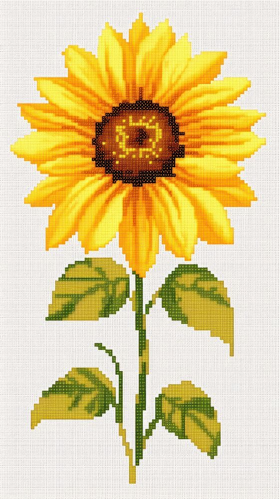 Cross stitch sunflower embroidery pattern nature.