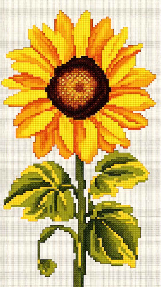 Cross stitch sunflower pattern nature plant.