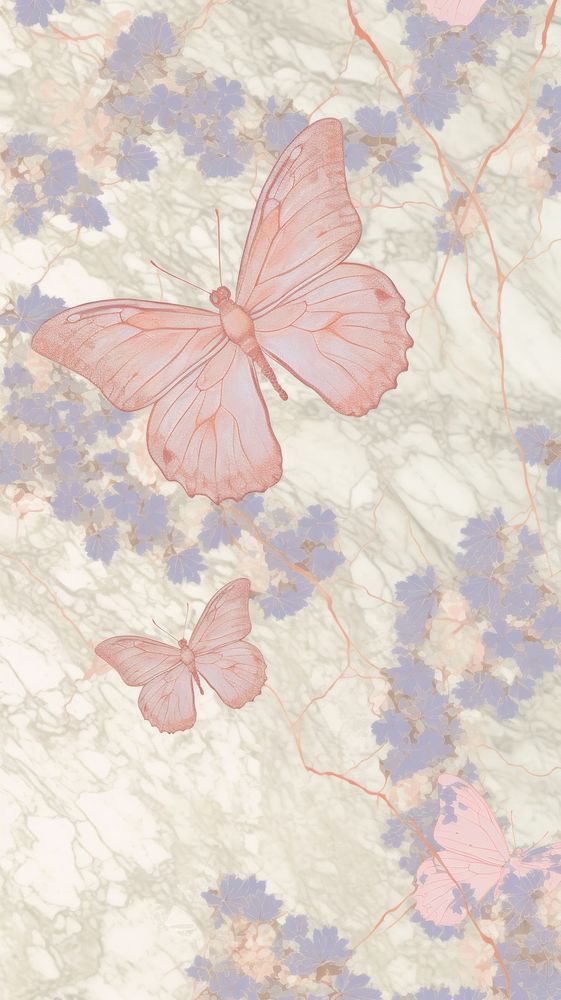 Butterfly pattern marble wallpaper backgrounds abstract flower.