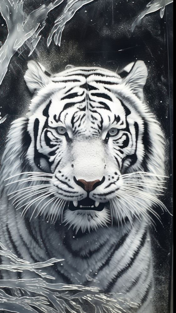 Tiger printed glass fusing art wildlife animal mammal.