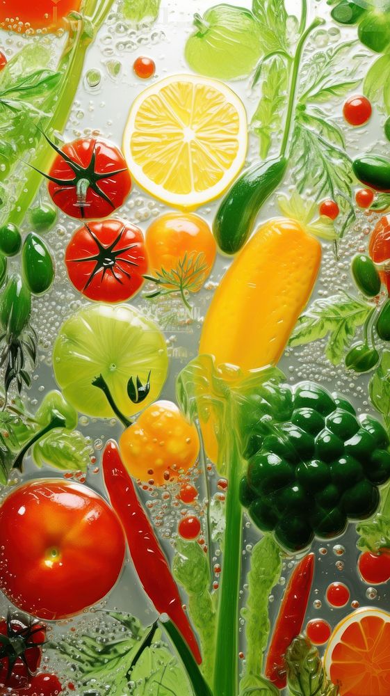 Vegetables glass fusing art backgrounds fruit lemon.