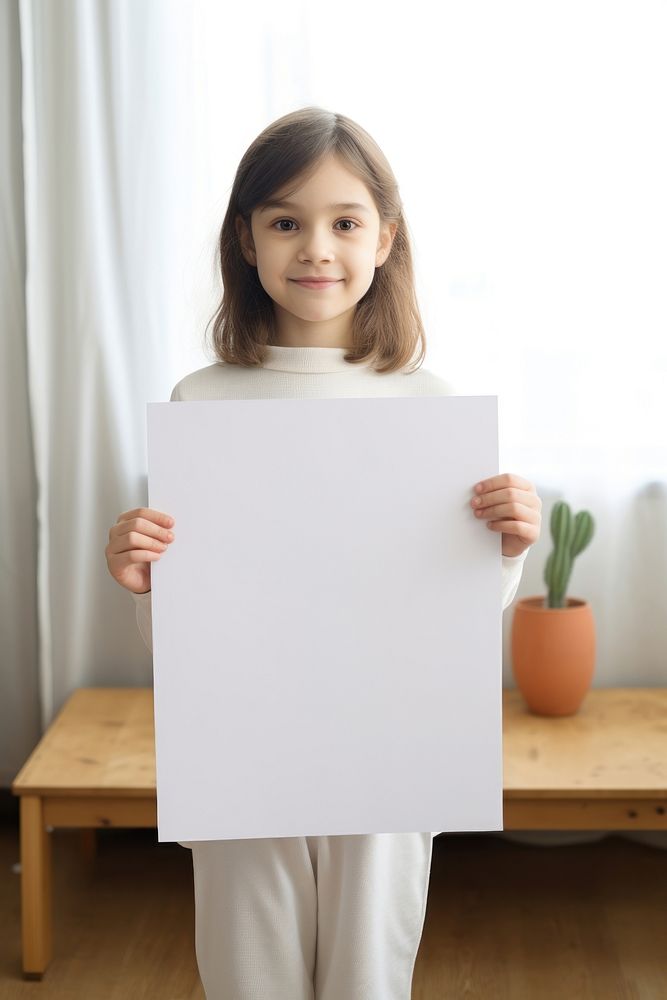 Paper child portrait holding.