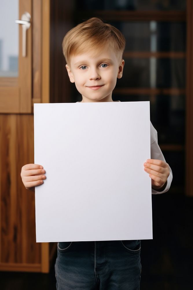 Paper child portrait holding.