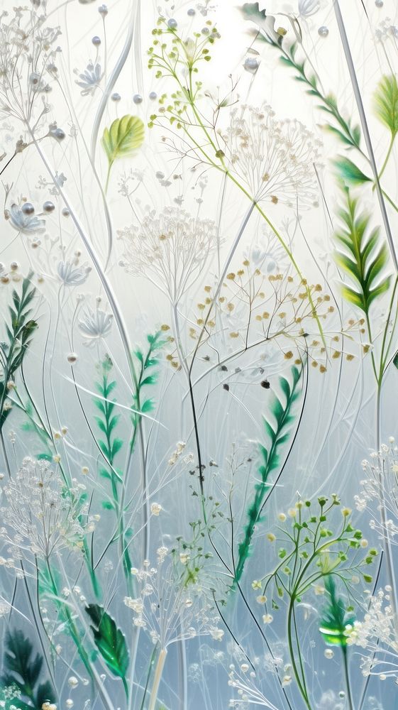 Herbs pattern glass fusing art backgrounds flower plant.