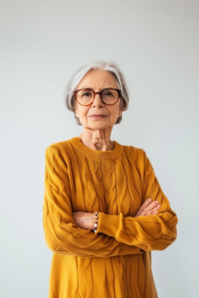 Senior woman portrait sweater photo.