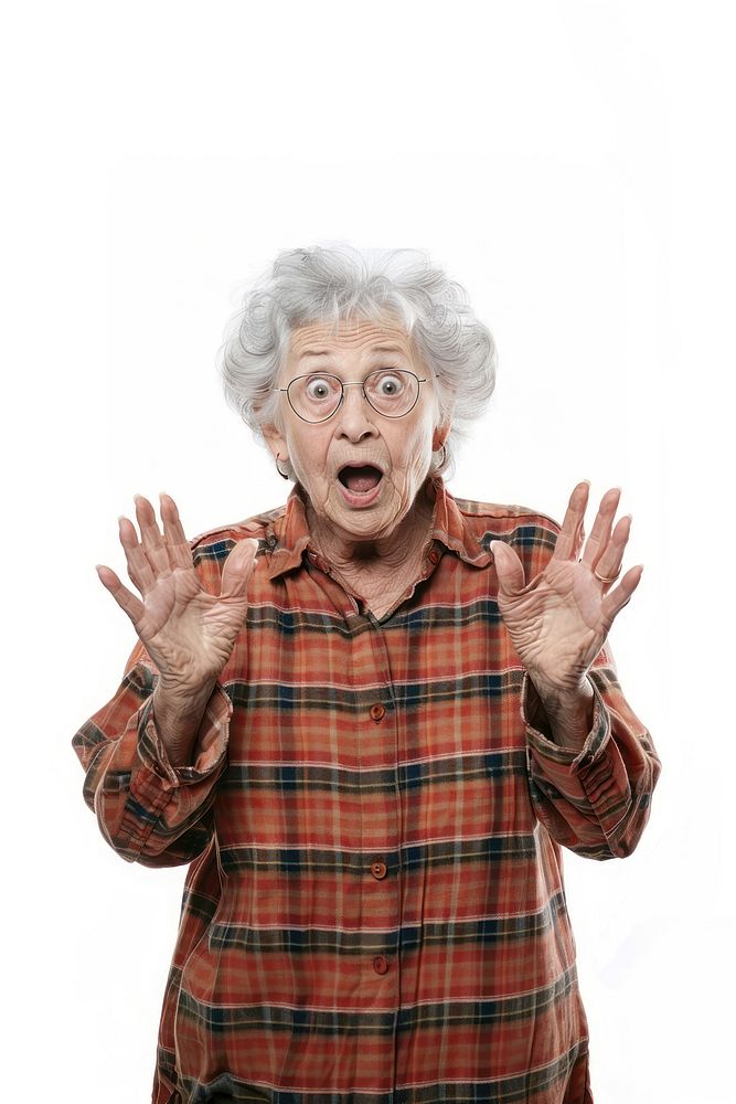 Senior woman shouting portrait adult.