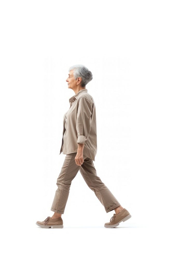 Senior woman walking standing adult.