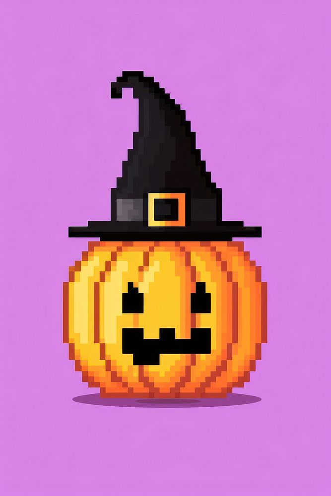 Halloween pumpkin pixel shape anthropomorphic jack-o'-lantern.