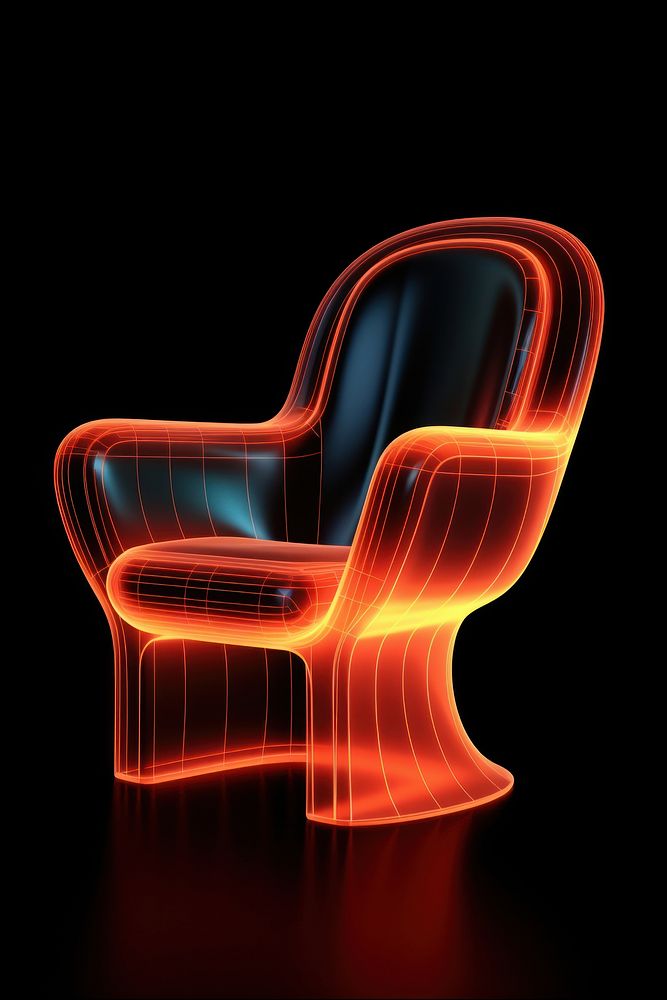 3d render of glowing chair furniture armchair black.