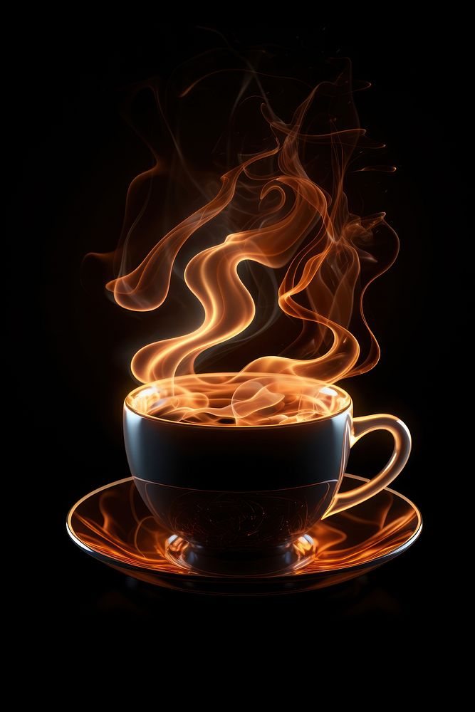 3d render of glowing coffee saucer drink cup.