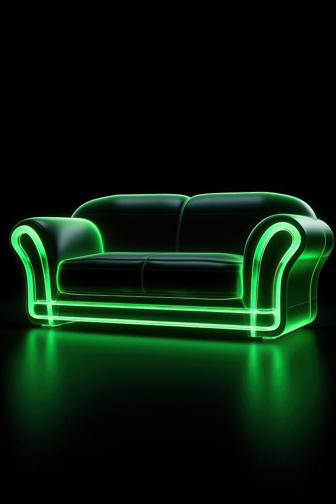 3d render of glowing sofa furniture light black.