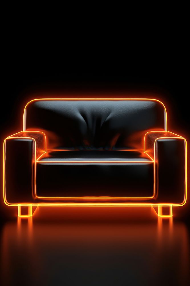 3d render of glowing sofa furniture armchair light.