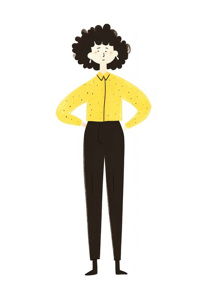 Doodle illustration of business woman cartoon sleeve yellow.