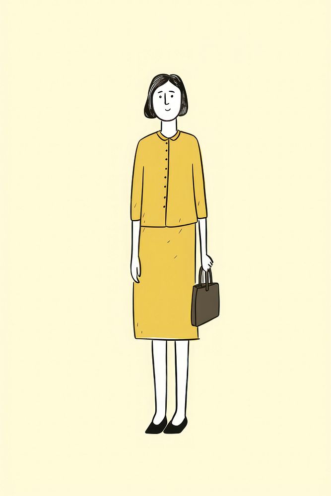 Doodle illustration of business woman cartoon yellow adult.