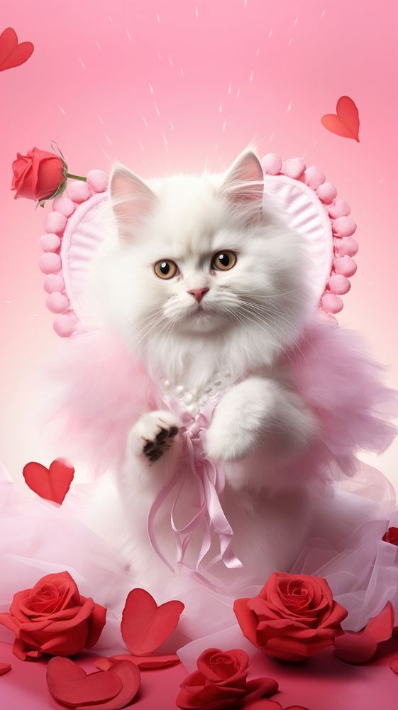 Cat wearing cupid costume animal mammal kitten.