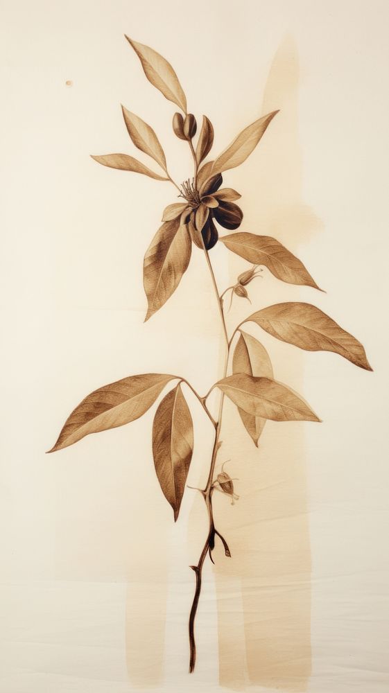 Coffee plant flower leaf art.