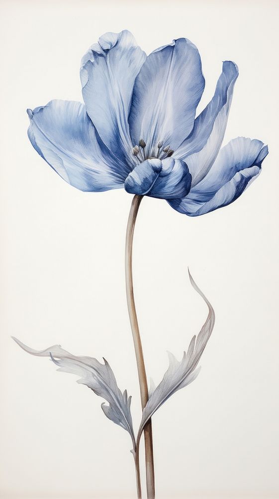 Blue Tulip flower drawing sketch.