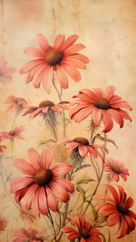 Echinacea flower backgrounds painting.