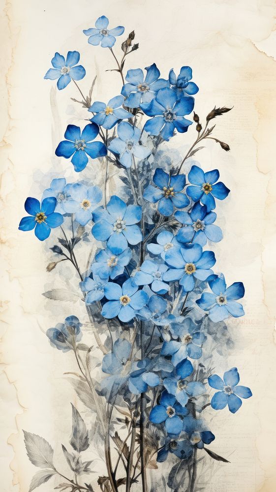 Forget me not flower painting pattern.