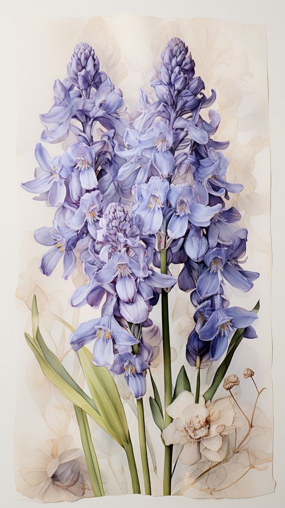 Hyacinth flower lavender painting.