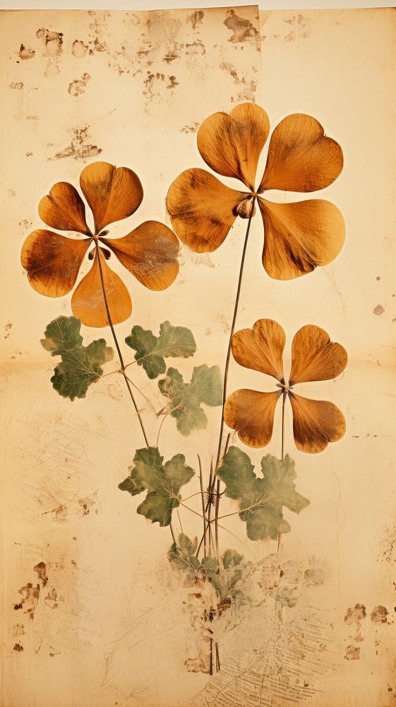 Shamrock leaf flower painting pattern.
