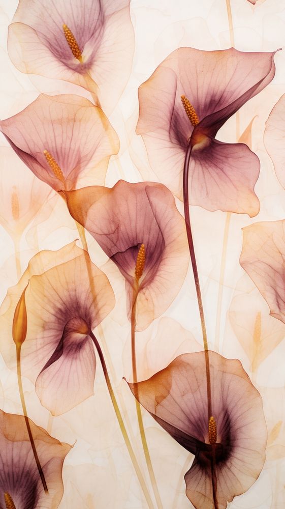 Real pressed calla lily flowers backgrounds pattern petal.