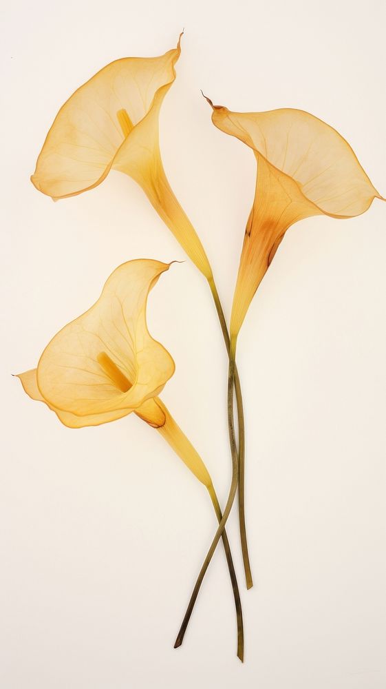 Real pressed calla lily flowers plant petal freshness.