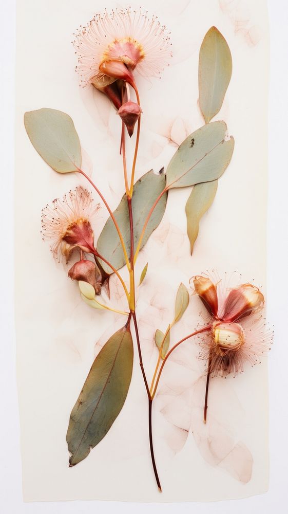 Real pressed eucalyptus flowers plant petal fragility.